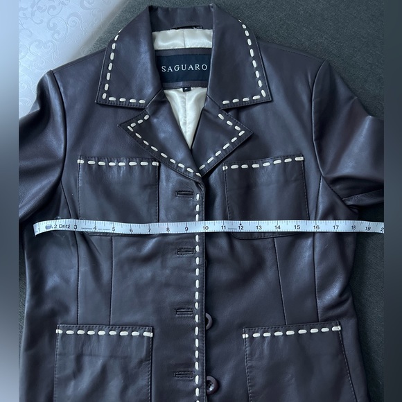 SAGUARO women’s SIZE Medium Brown Button Down Leather Jacket NWOT - Picture 7 of 9